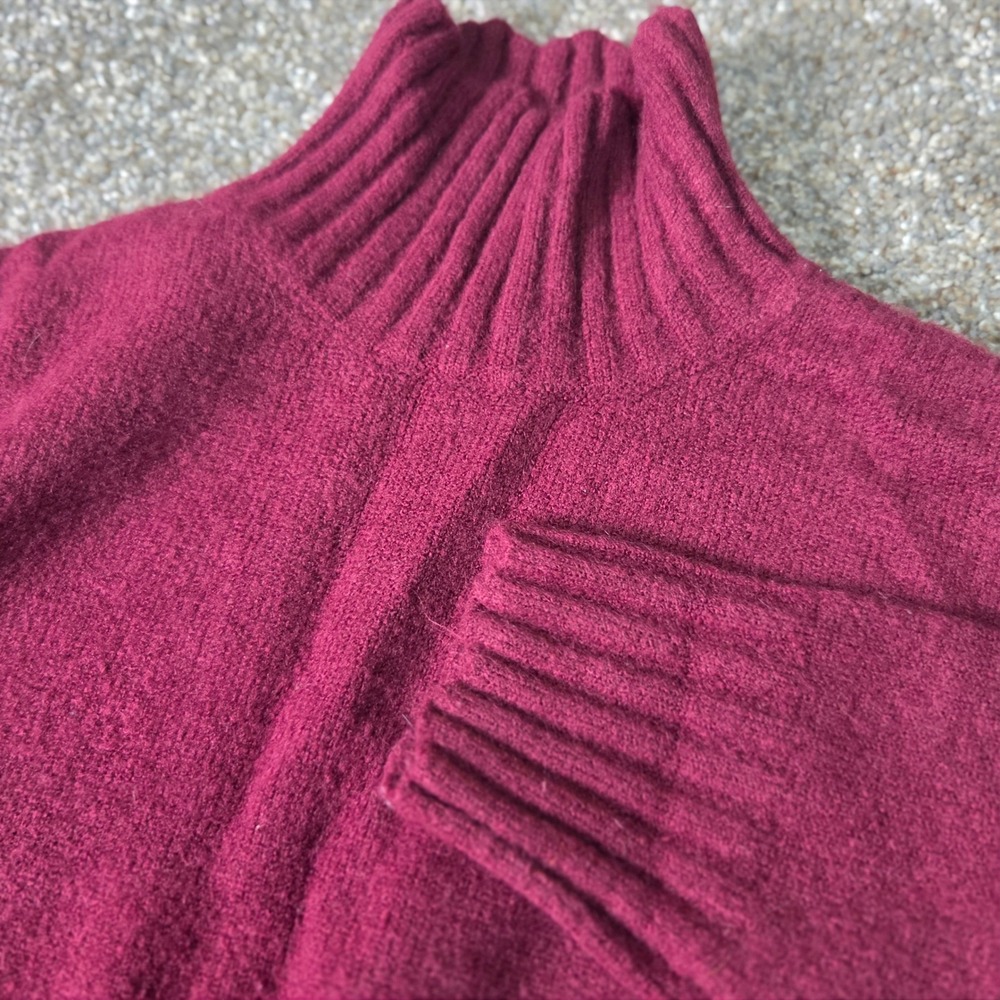 Pink Lily Womens Mock Neck Ribbed Knit Sweater Burgundy Wine PKPC016 Size S